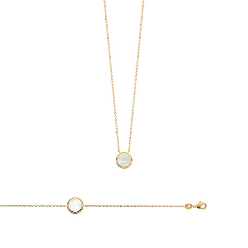 BRACELET PL-OR 750 3MIC NACRE