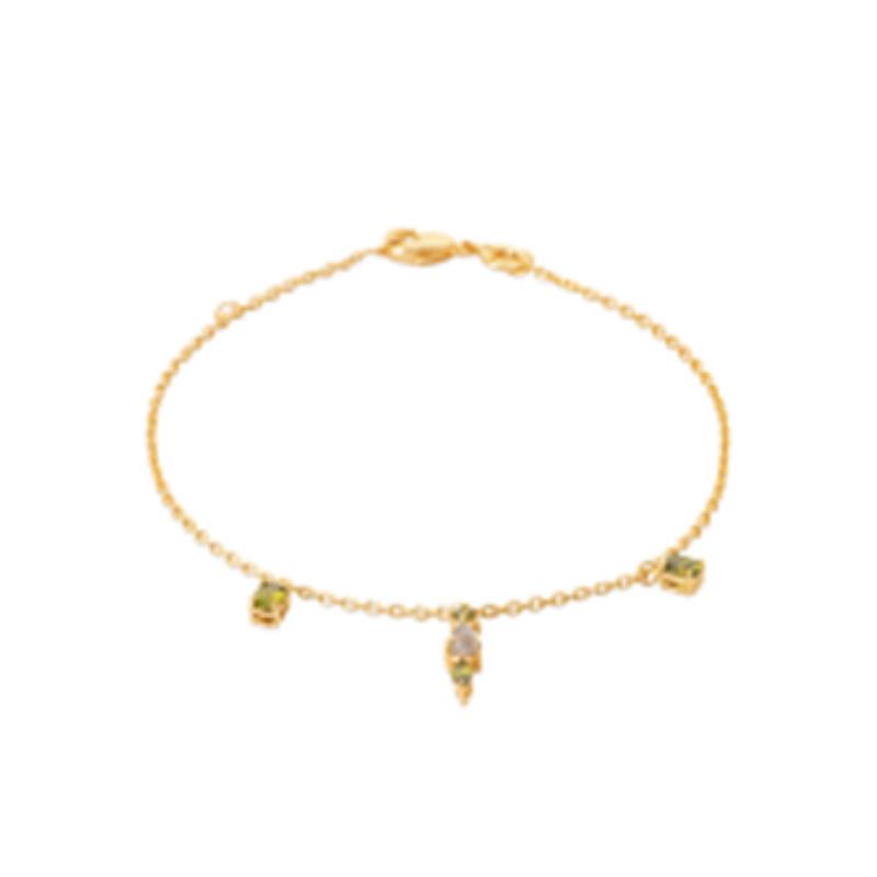 Pulsera. Collar Chapado Oro 18k. 3 Micras. Circonita. Piedra Color - 9z7400518