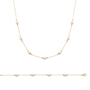 BRACELET PL-OR 750 3MIC PERLES IMIT