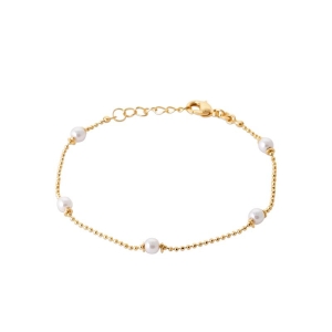 BRACELET PL-OR 750 3MIC PERLES IMIT