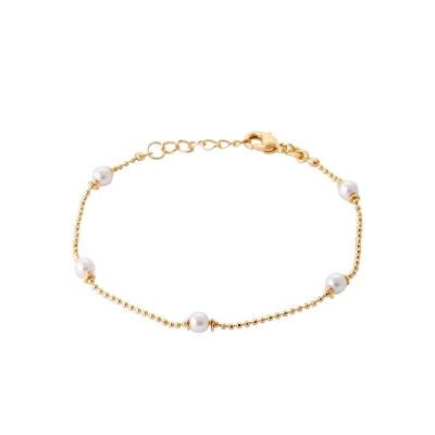 BRACELET PL-OR 750 3MIC PERLES IMIT