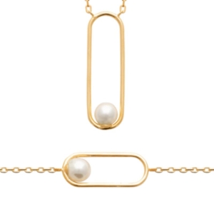 BRACELET PL-OR 750 3MIC PERLES IMIT
