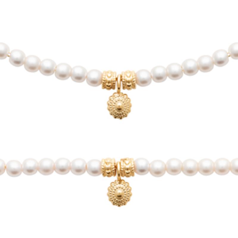 BRACELET PL-OR 750 3MIC PERLES IMIT