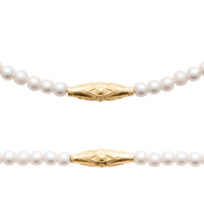 BRACELET PL-OR 750 3MIC PERLES IMIT