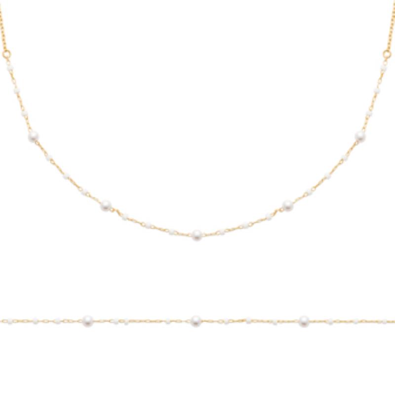 BRACELET PL-OR 750 3MIC PERLES IMIT