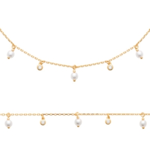 BRACELET PL-OR 750 3MIC PERLES IMIT