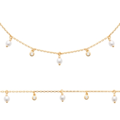 BRACELET PL-OR 750 3MIC PERLES IMIT