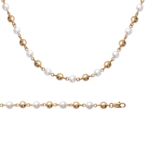 BRACELET PL-OR 750 3MIC PERLES IMIT