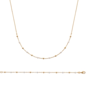 BRACELET PL-OR 750 3MIC PERLES IMIT