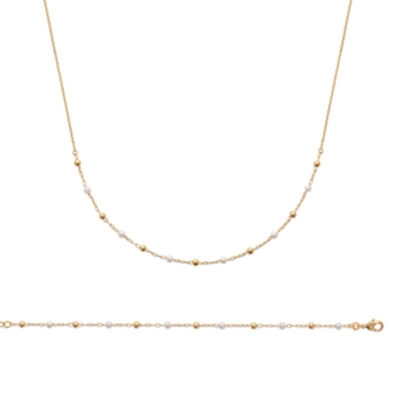 BRACELET PL-OR 750 3MIC PERLES IMIT