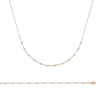 BRACELET PL-OR 750 3MIC PERLES IMIT