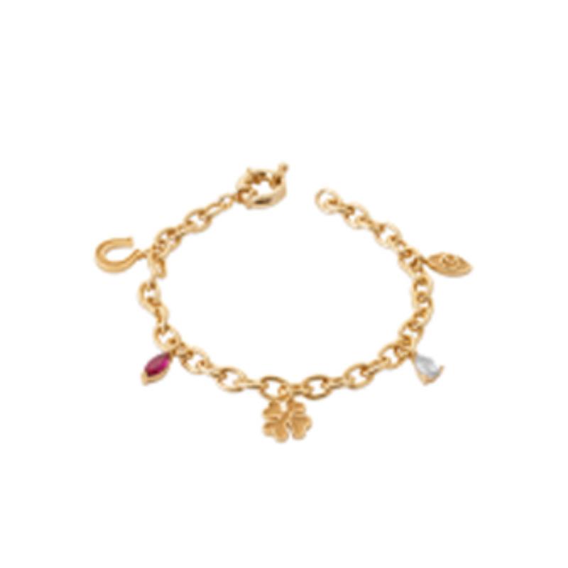 Pulsera. Collar Chapado Oro 18k. 3 Micras. Piedra Color - 9z7390118