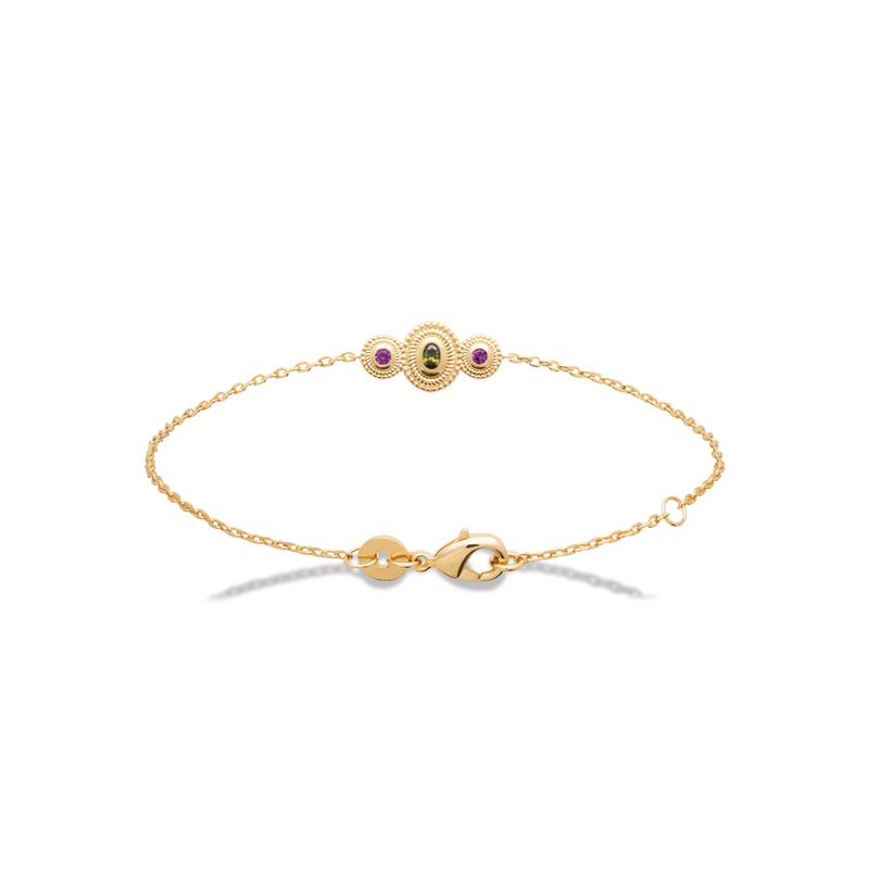 Pulsera Chapado Oro 18k. 3 Micras. Piedra Color - 9z7393818