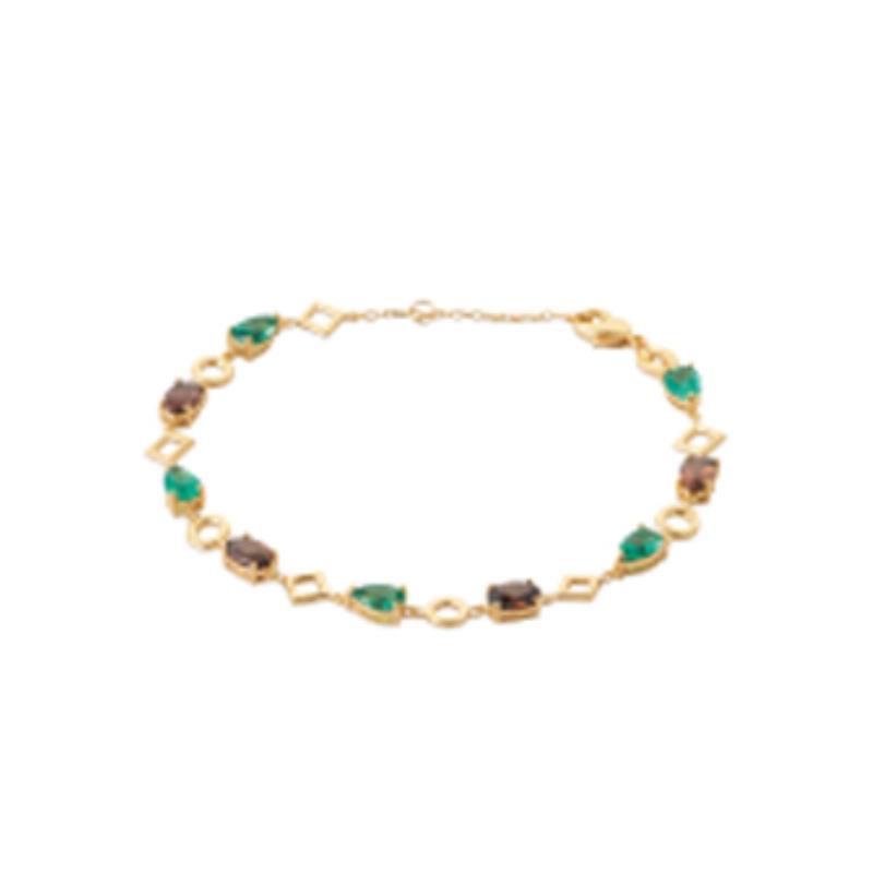 Pulsera. Collar Chapado Oro 18k. 3 Micras. Piedra Color - 9z7395418