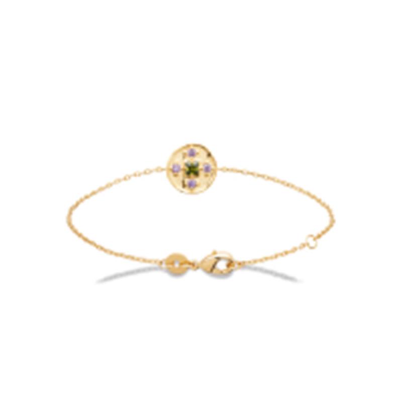 Pulsera. Collar Chapado Oro 18k. 3 Micras. Piedra Color - 9z7403118