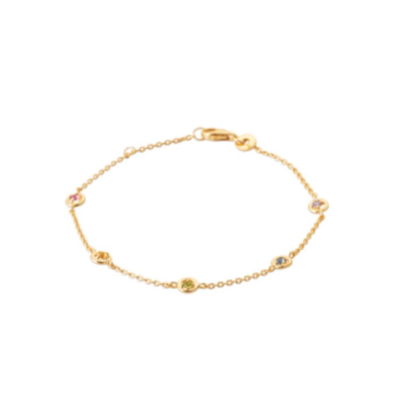 Pulsera y Collar Chapado Oro 18k. 3 Micras. Piedra Color - 9z7416718