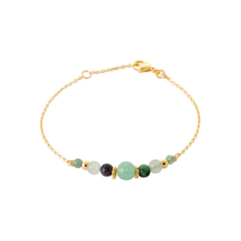 Pulsera. Collar Chapado Oro 18k. 3 Micras. Piedra Color - 9z7396818