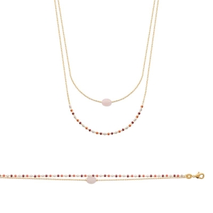 BRACELET PL-OR 750 3MIC QUARTZ ROSE