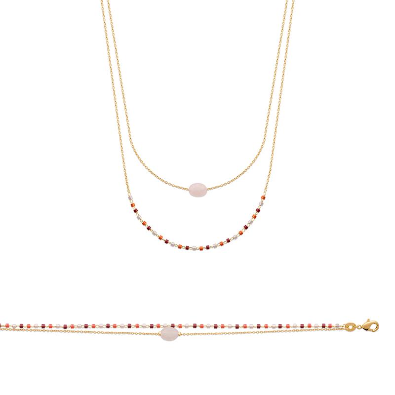 BRACELET PL-OR 750 3MIC QUARTZ ROSE