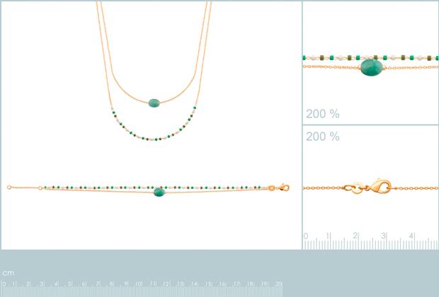 Pulsera. Collar Chapado Oro 18k. 3 Micras. Cuarzo Verde - 9z7323518