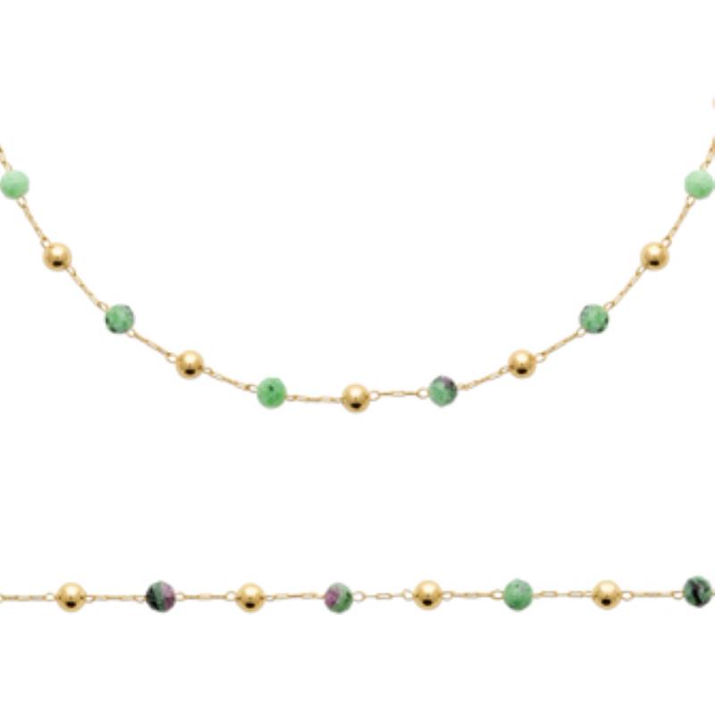 BRACELET PL-OR 750 3MIC RUBIS ZOISITE
