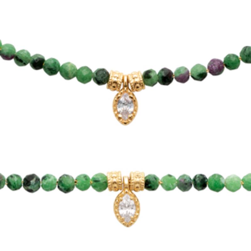 BRACELET PL-OR 750 3MIC RUBIS ZOISITE