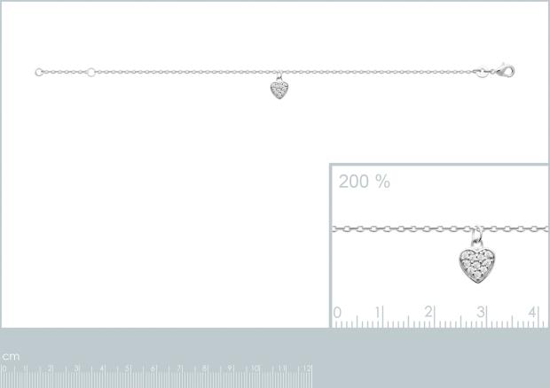 Cadena de Tobillo Plata 925. Rodio. Circonita - 8z2001725