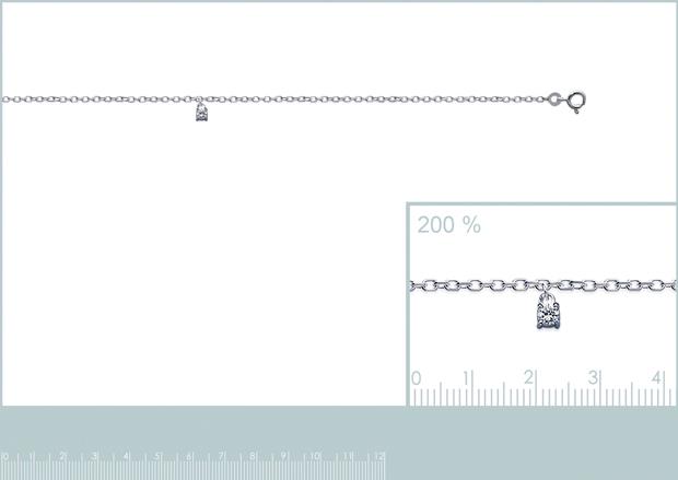 Cadena de Tobillo Plata 925. Rodio. Circonita - 8z2001625