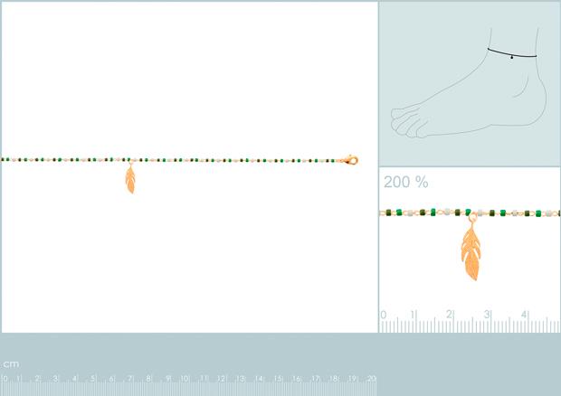 Cadena de Tobillo Chapado Oro 18k. 3 Micras. Piedra Color - 9z2175925