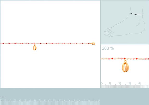 Cadena de Tobillo Chapado Oro 18k. 3 Micras.Piedra Color - 9z2175225