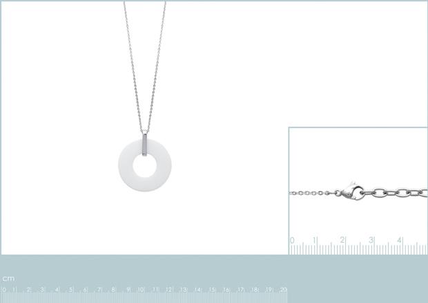 Collar Acero 316. Pvd Plateado. Cerámica - 3z1048445