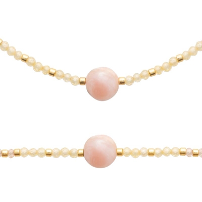 BRACELET ACIER PVD DORÉ RHODONITE