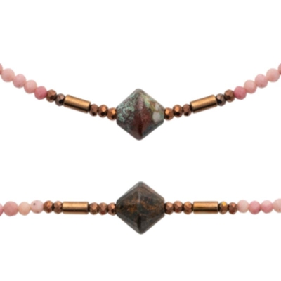 BRACELET ACIER PVD DORÉ RHODONITE