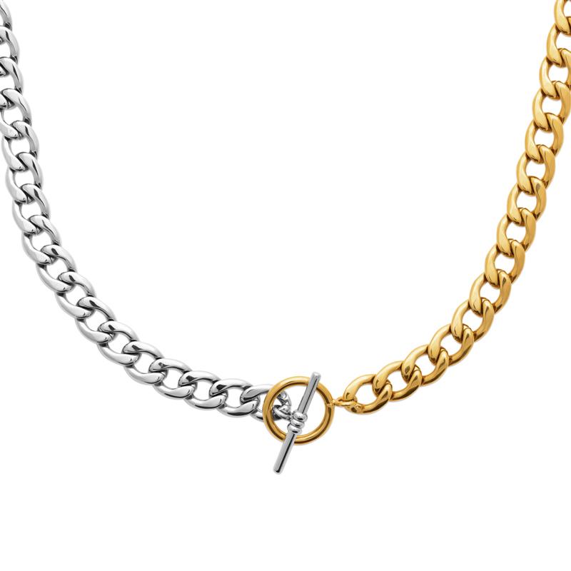 COLLIER ACIER PVD DORÉE/PVD COULEUR ARGENT