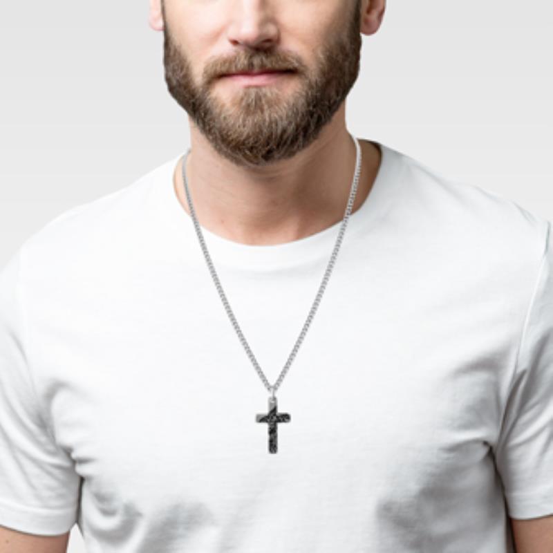 Collar Acero 316. Pvd Plateado y Negro - 3z1225255