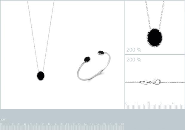 COLLIER ARGENT 925 3MIC AGATE NOIRE - 8z7358145