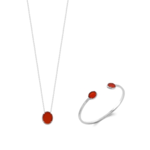 COLLIER ARGENT 925 3MIC AGATE ROUGE