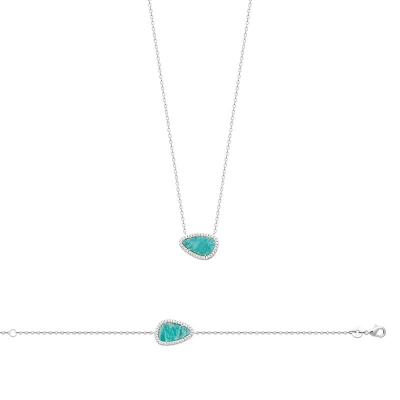 BRACELET ARGENT 925 RHODIE AMAZONITE