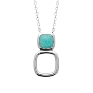COLLIER ARGENT 925 RHODIE AMAZONITE