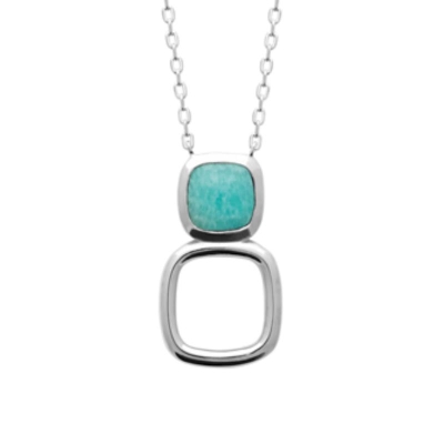 COLLIER ARGENT 925 RHODIE AMAZONITE