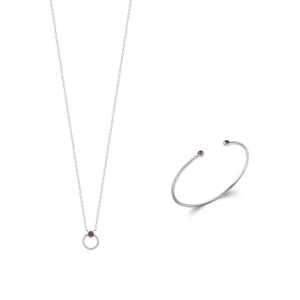 COLLIER ARGENT 925 RHODIE AMETHYSTE