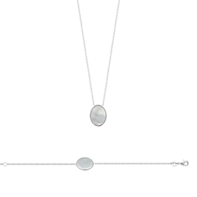 COLLIER ARGENT 925 RHODIE NACRE