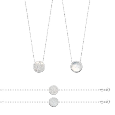 COLLIER ARGENT 925 RHODIE NACRE