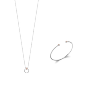 COLLIER ARGENT 925 RHODIE QUARTZ ROSE