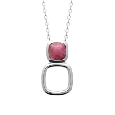 COLLIER ARGENT 925 RHODIE RHODONITE