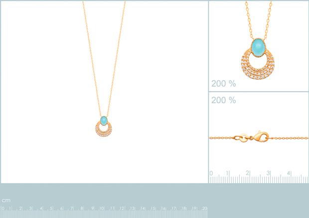 Collar Chapado Oro 18k. 3 Micras. Agata Azul - 9z7329545