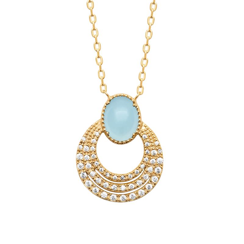 COLLIER PL-OR 750 3MIC AGATE BLEUE
