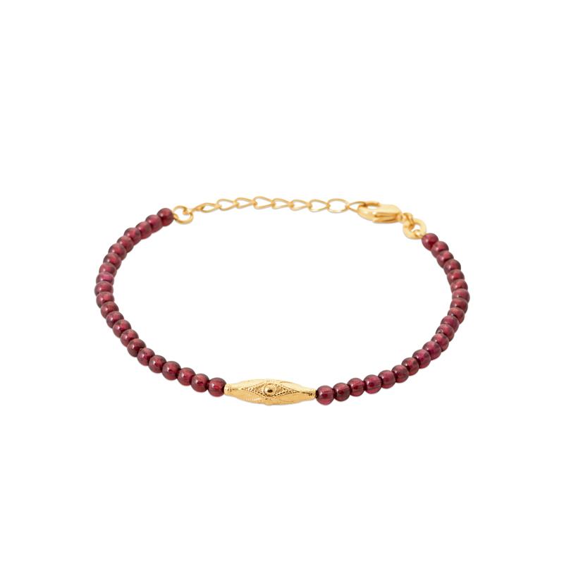 Pulsera y Collar Chapado Oro 18k. 3 Micras. Granate - 9z7399818