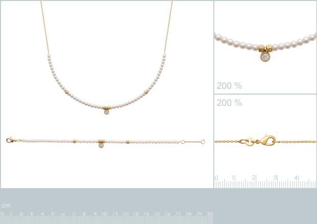 Pulsera y Collar Chapado Oro 18k. 3 Micras. Circonita. Perla - 9z7380118