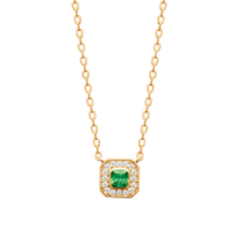 Collar Chapado Oro 18k. 3 Micras. Circonita. Piedra Color - 9z7390345